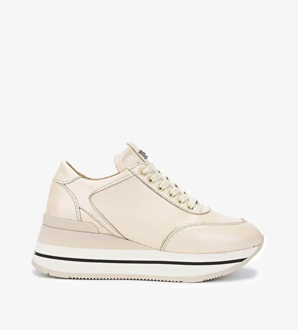 Tamer Tanca Kadın Hakiki Deri Bej Rugan Sneakers & Spor Ayakkabı - Görsel 1