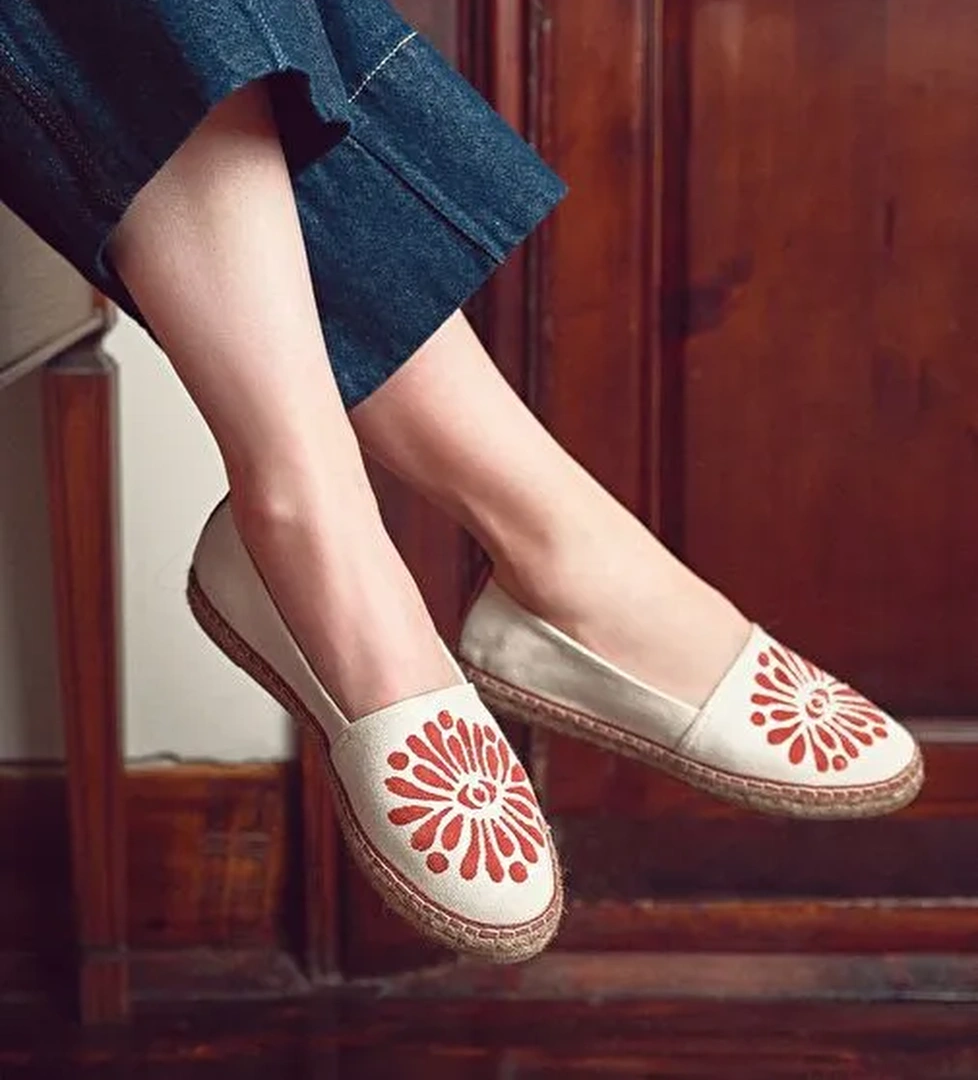 Kastamonu Taş Baskı Kadın Taba Desenli Espadril 25SFD20826F - Görsel 1