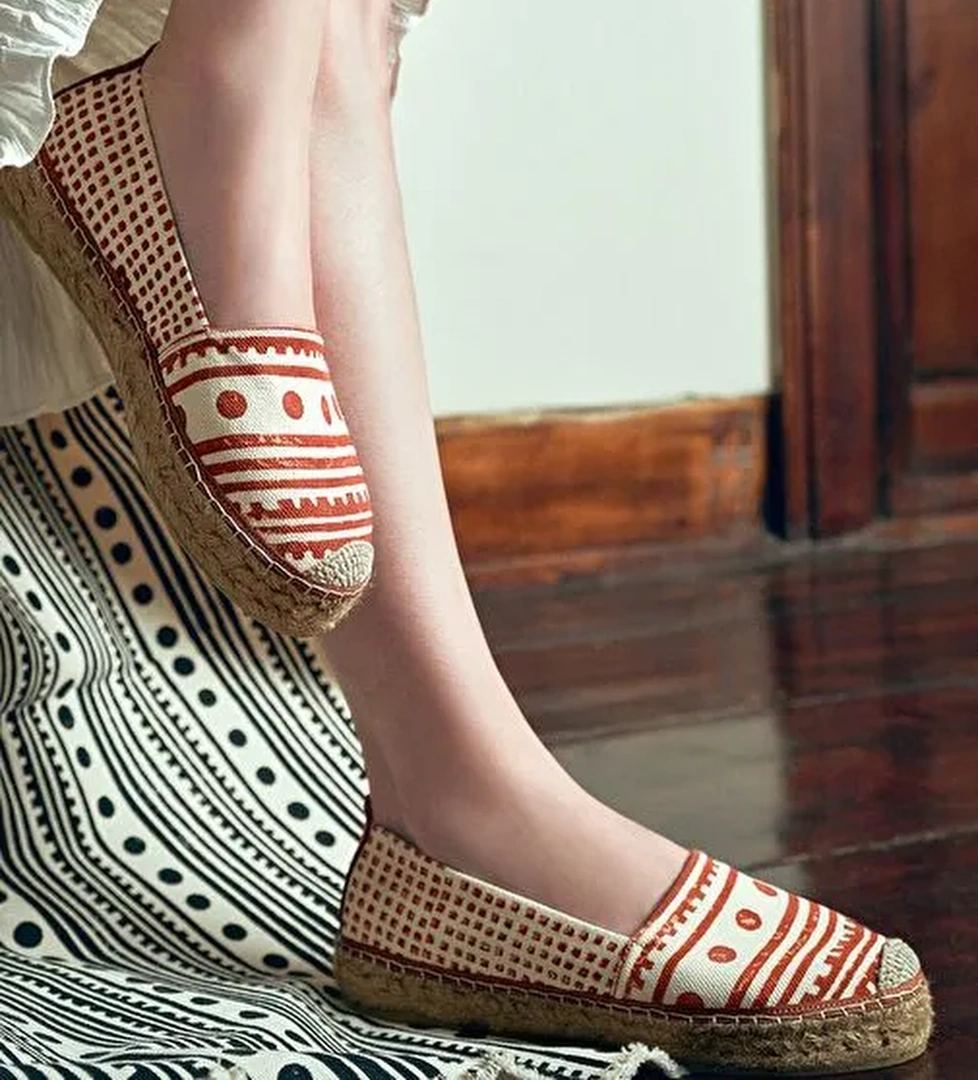 Kastamonu Taş Baskı Kadın Taba Desenli Espadril 25SFD20836F - Görsel 1