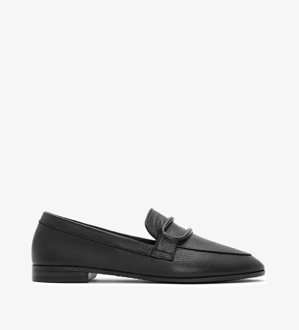 Kadın Siyah Deri Casual Loafer 25SFD350418 - Görsel 1