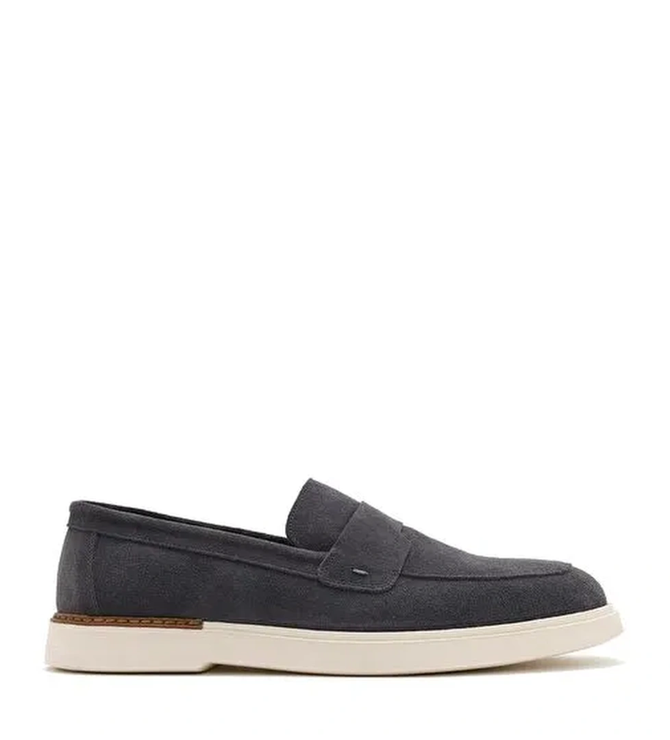 Erkek Gri Süet Deri Casual Loafer 25SFD750210 - Görsel 1