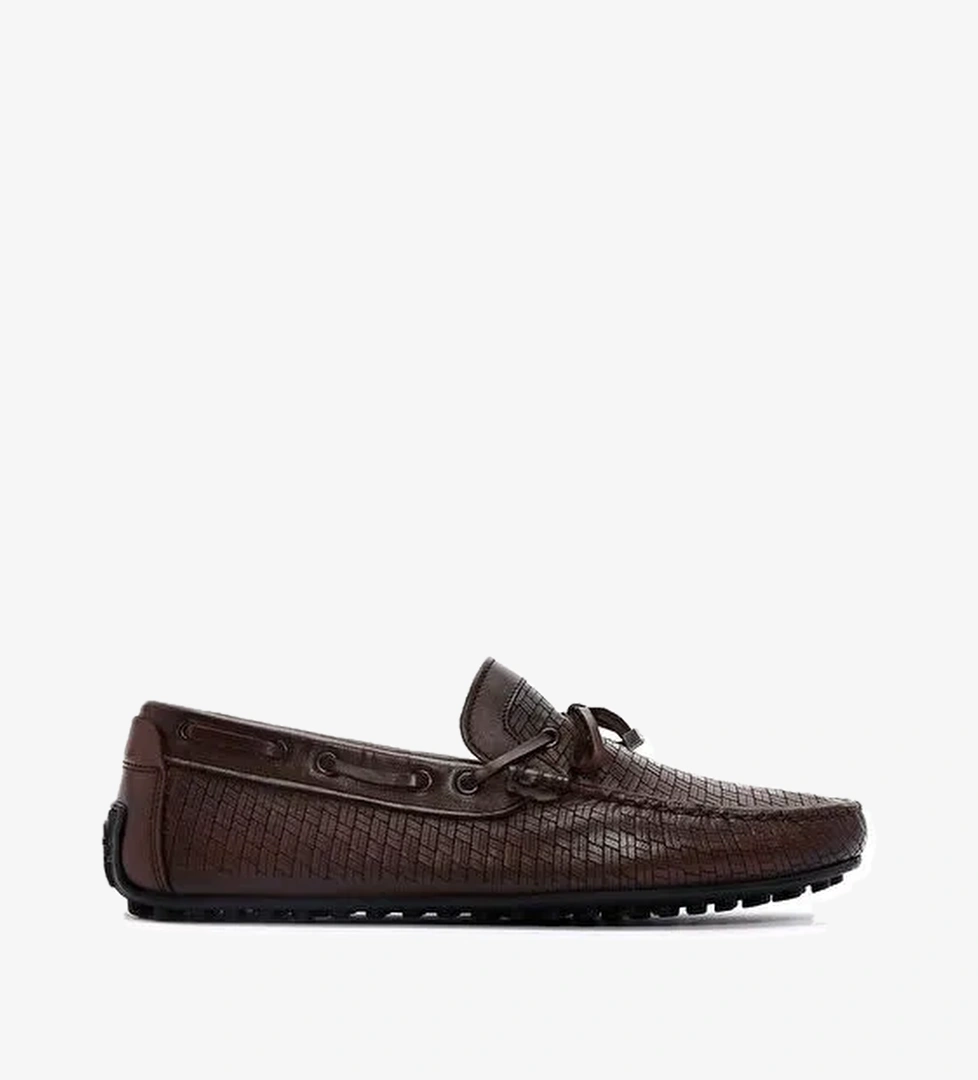 Erkek Kahverengi Deri Casual Loafer 25SFD754726 - Görsel 1