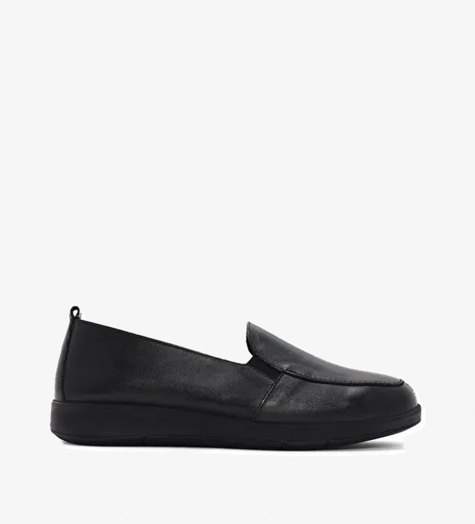 Kadın Siyah Deri Comfort Loafer 25SFD410018 - Görsel 1