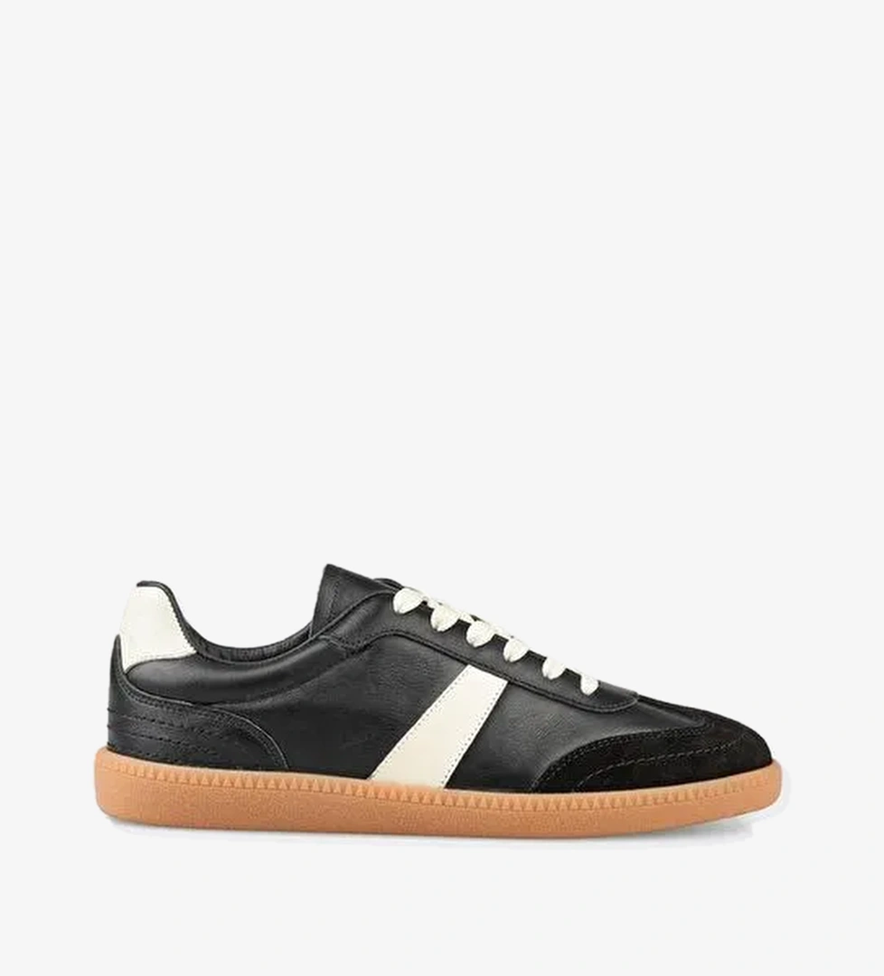 Siyah Deri Kadın Spor Ayakkabı - Görsel 1