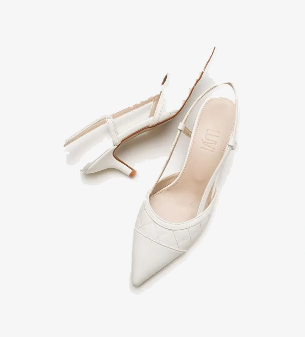 POINT Beyaz Kadın Topuklu Ayakkabı - Görsel 1