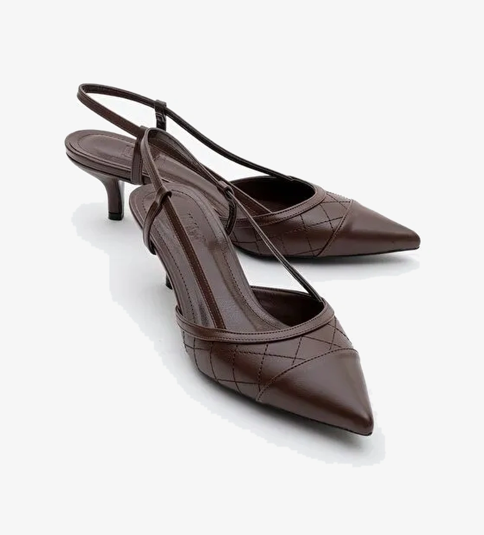 POINT Kahverengi Kadın Topuklu Ayakkabı - Görsel 1