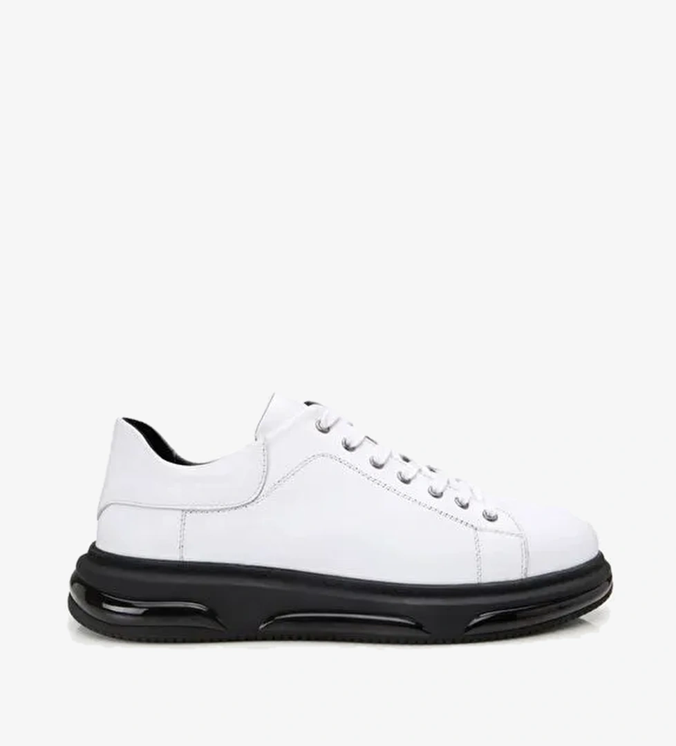 Erkek Deri Beyaz Hafif Tabanlı Spor Ayakkabı - Görsel 1