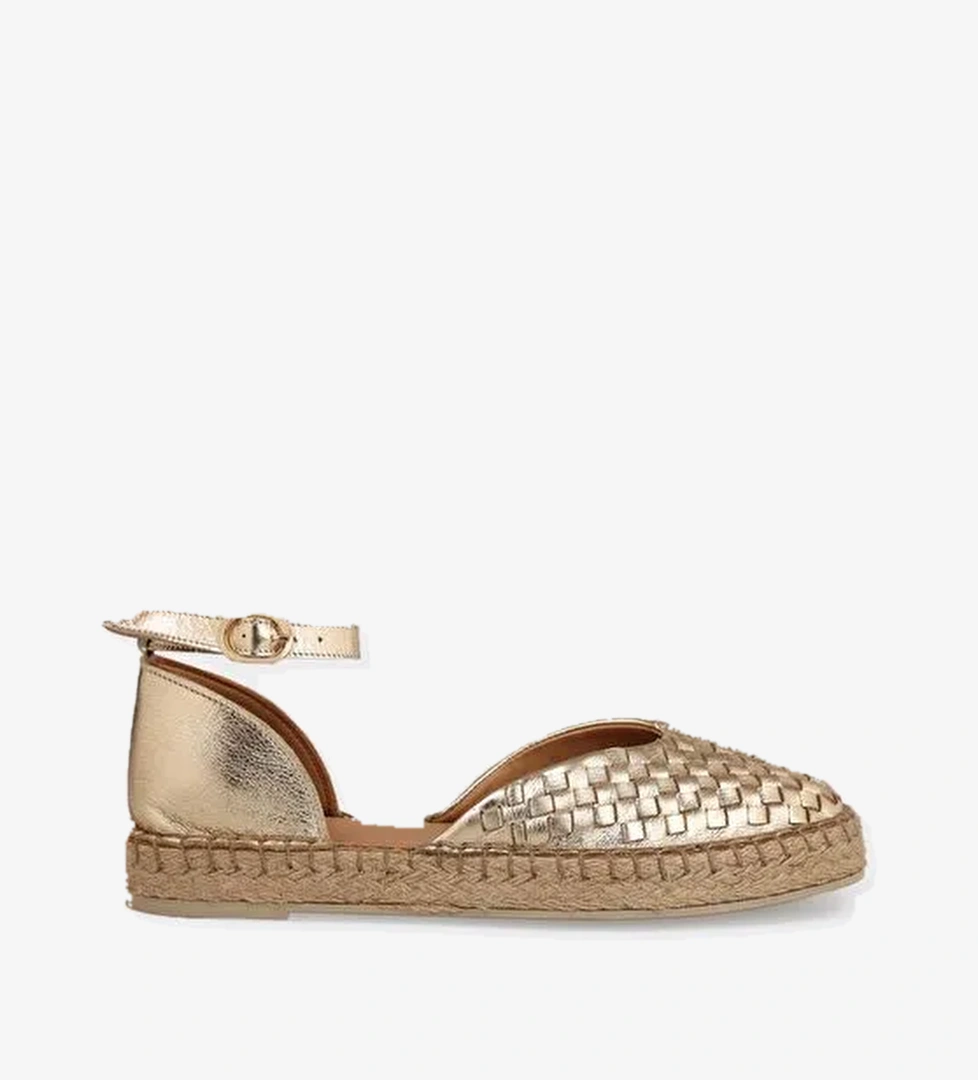 Gold Deri Kadın Espadril - Görsel 1