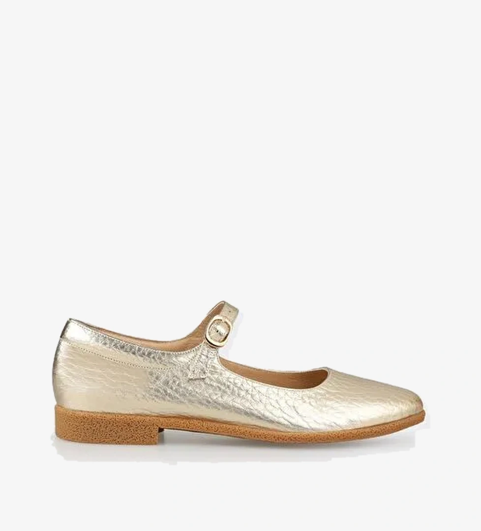 Gold Deri Kadın Babet - Görsel 1