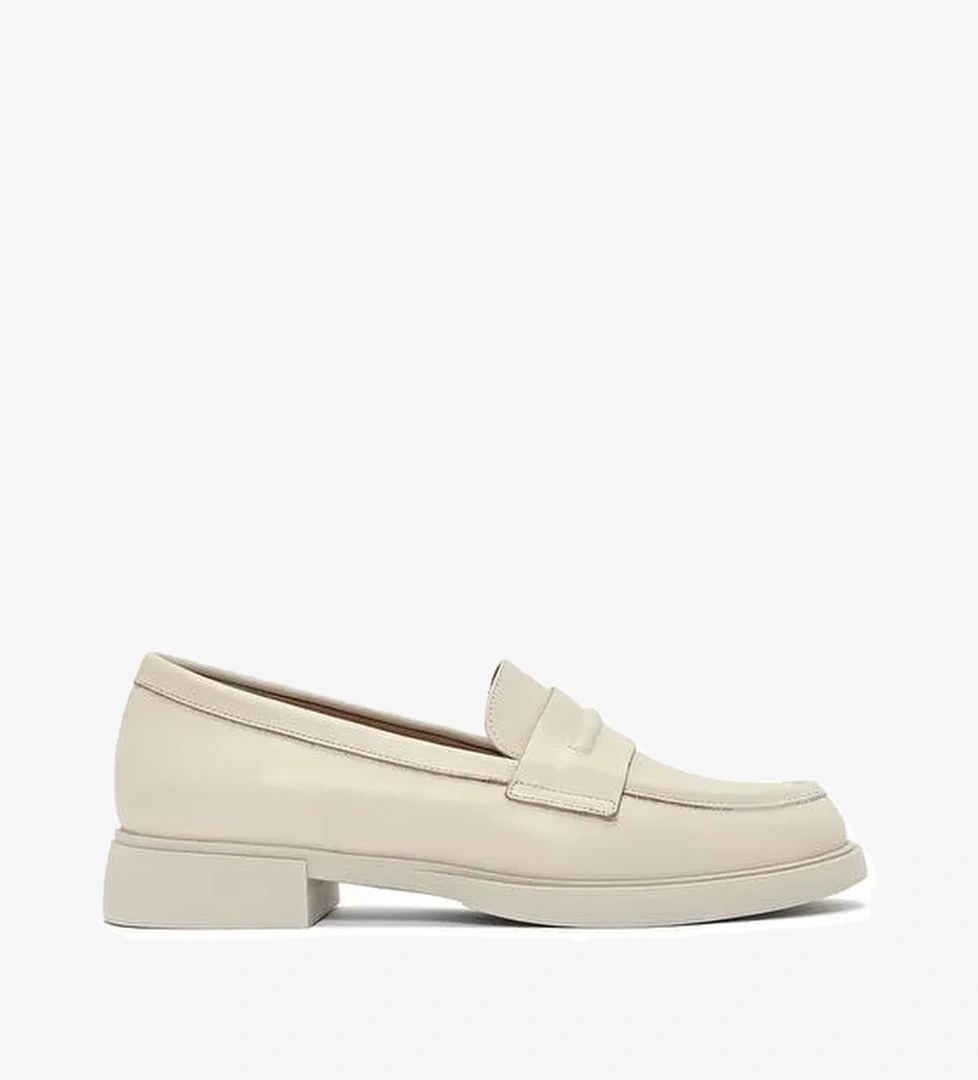 Kadın Krem Deri Maskülen Loafer 25SFD182318 - Görsel 1