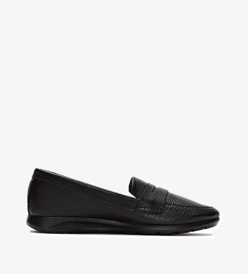 Kadın Siyah Deri Comfort Loafer 25SFD1514FT - Görsel 1