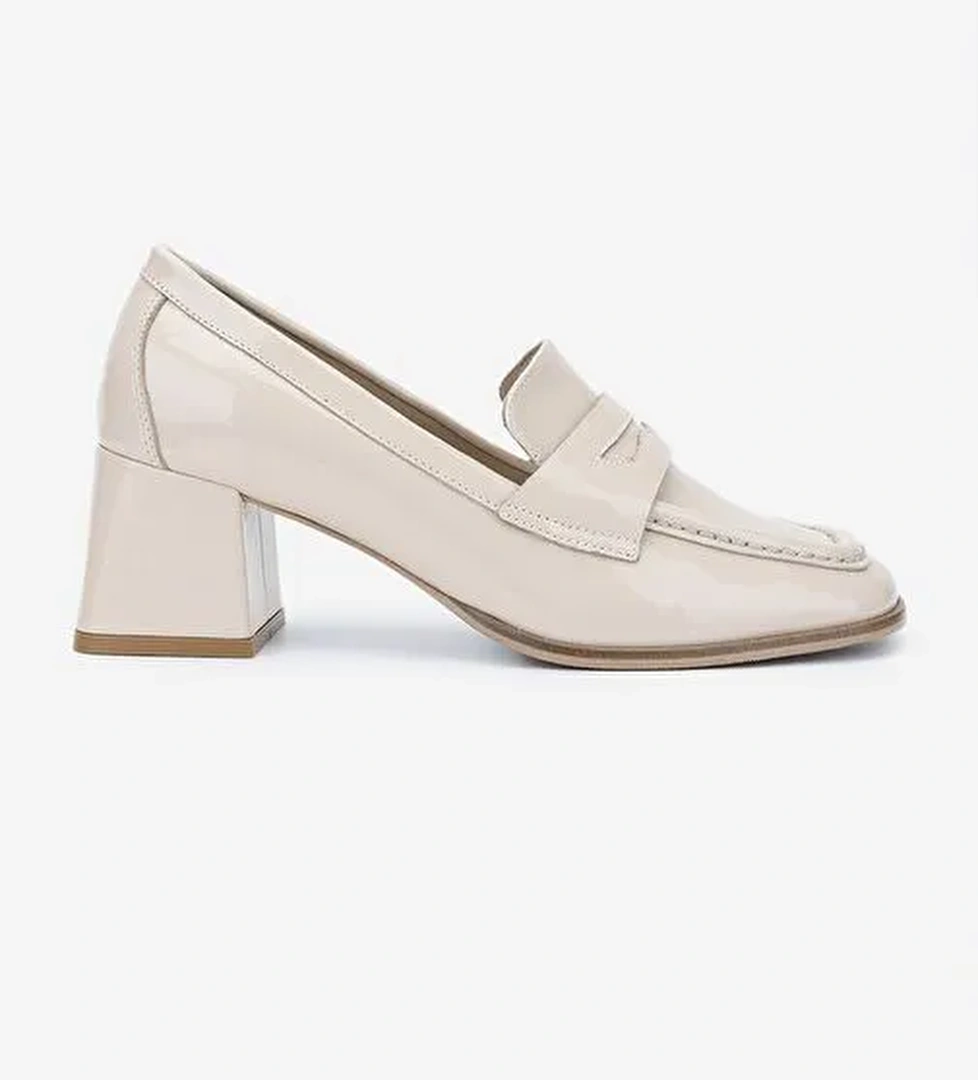 Valmenti Kadın Hakiki Deri Bej Topuklu Ayakkabı - Görsel 1