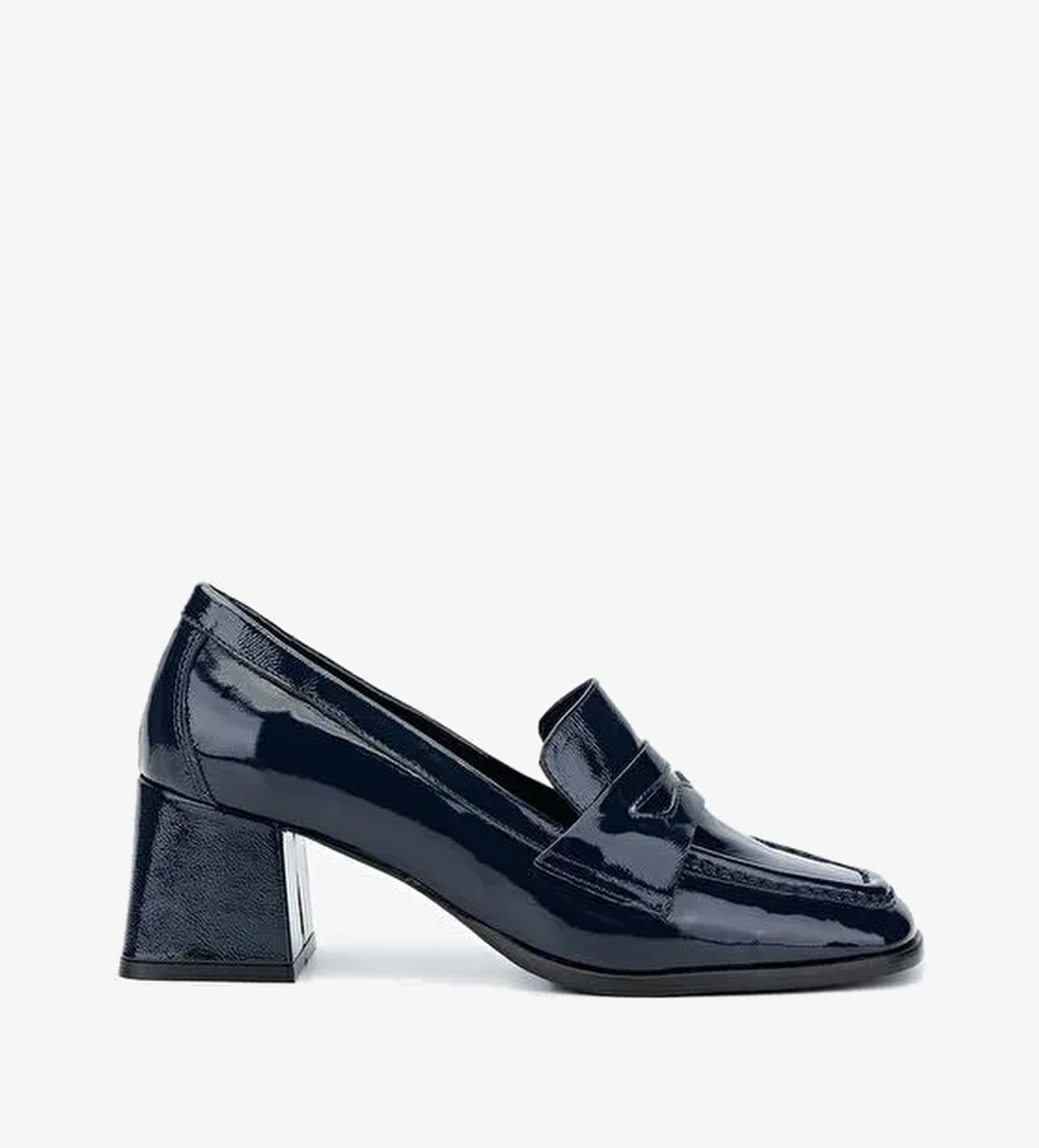 Valmenti Kadın Hakiki Deri Lacivert Topuklu Ayakkabı - Görsel 1