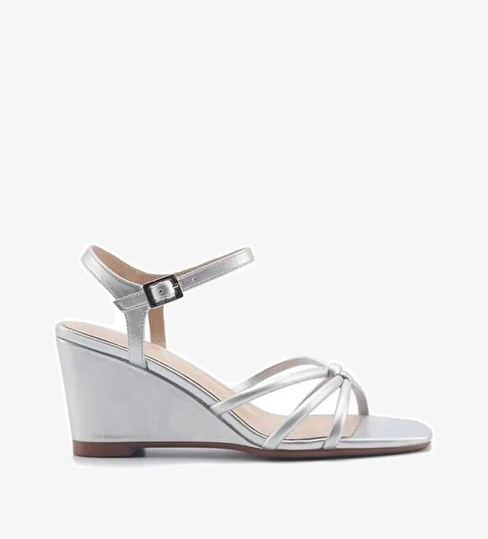 JORGIA 5FX Gümüş Kadın Dolgu Topuk Sandalet - Görsel 1