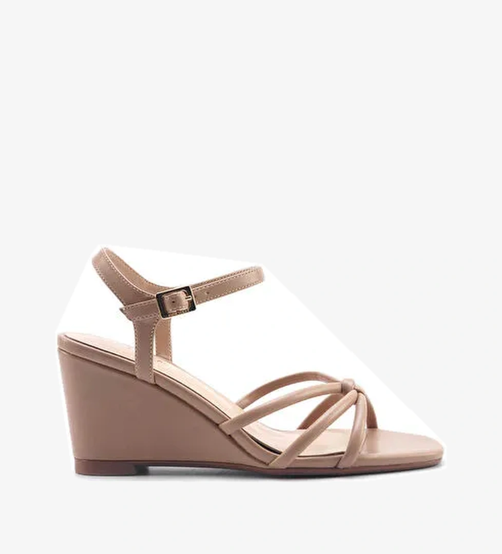 JORGIA 5FX Krem Kadın Dolgu Topuk Sandalet - Görsel 1