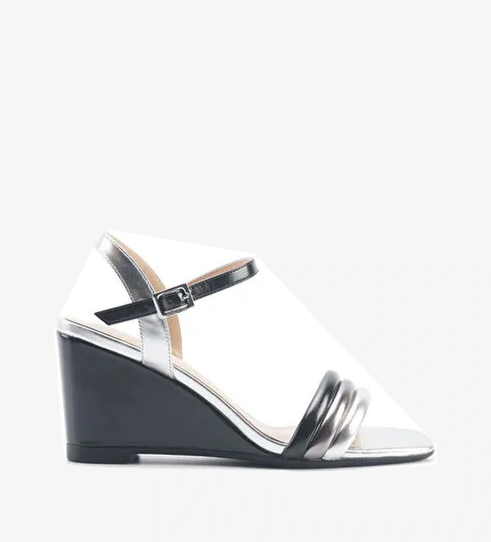 JORGE 5FX Gri Kadın Dolgu Topuk Sandalet - Görsel 1