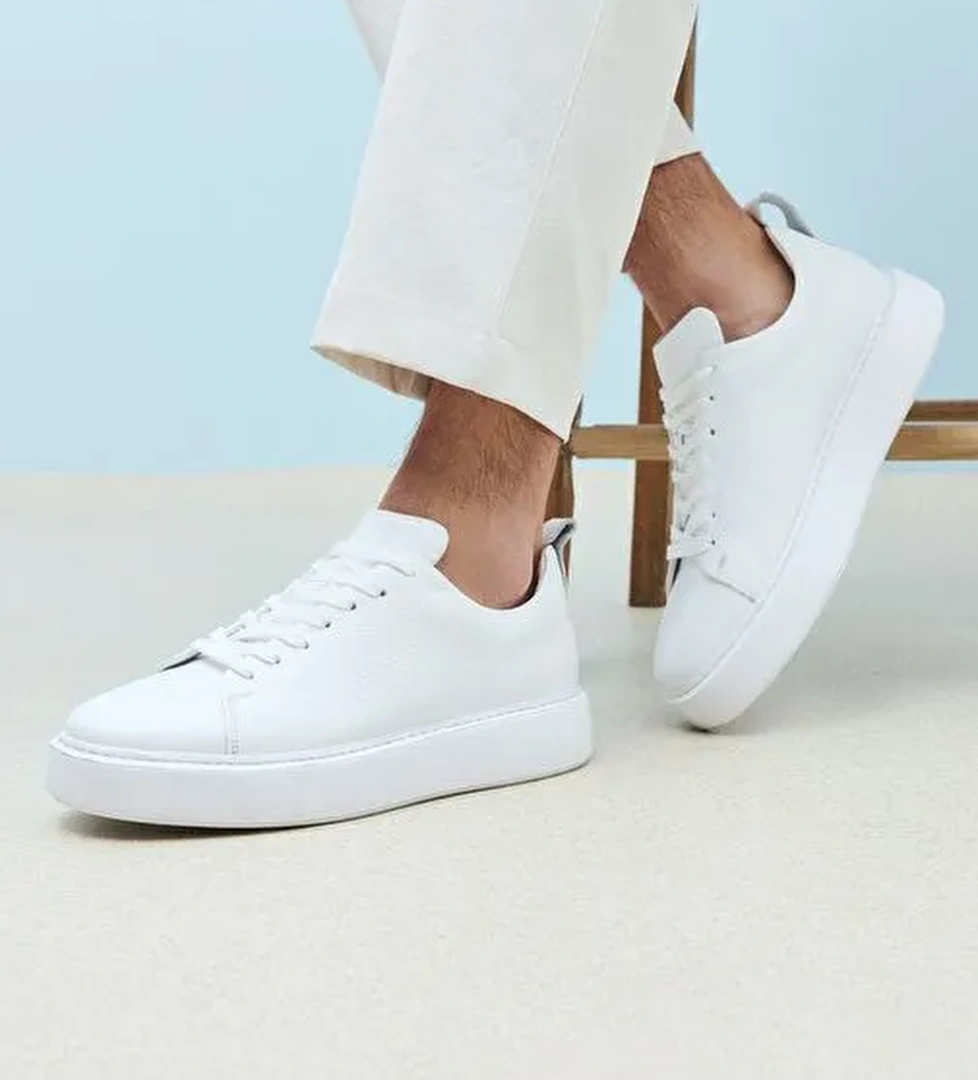 Ziya, Erkek Hakiki Deri Sneaker 1511026Z875Y Beyaz - Görsel 1