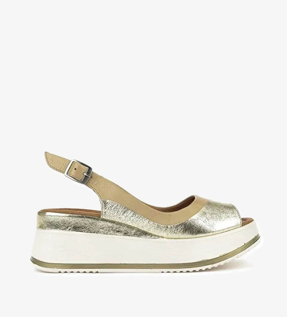 Ziya, Kadın Hakiki Deri Dolgu Topuk Sandalet 151992Z50020 Bej - Görsel 1