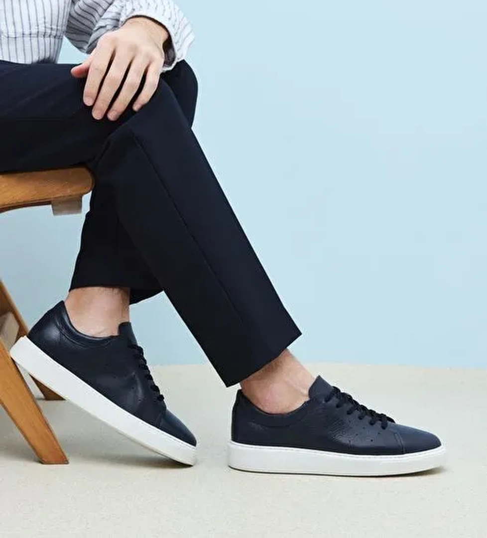 Ziya, Erkek Hakiki Deri Sneaker 1511026Z895 Lacivert - Görsel 1