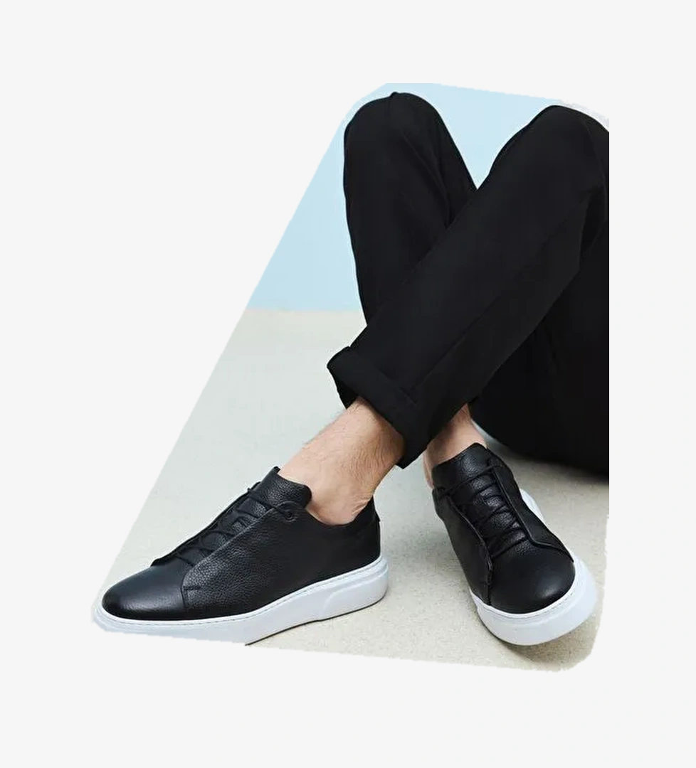 Ziya, Erkek Hakiki Deri Sneaker 1511026Z855 Siyah - Görsel 1