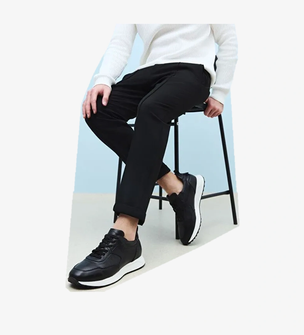 Ziya, Erkek Hakiki Deri Sneaker 1511026Z280 Siyah - Görsel 1