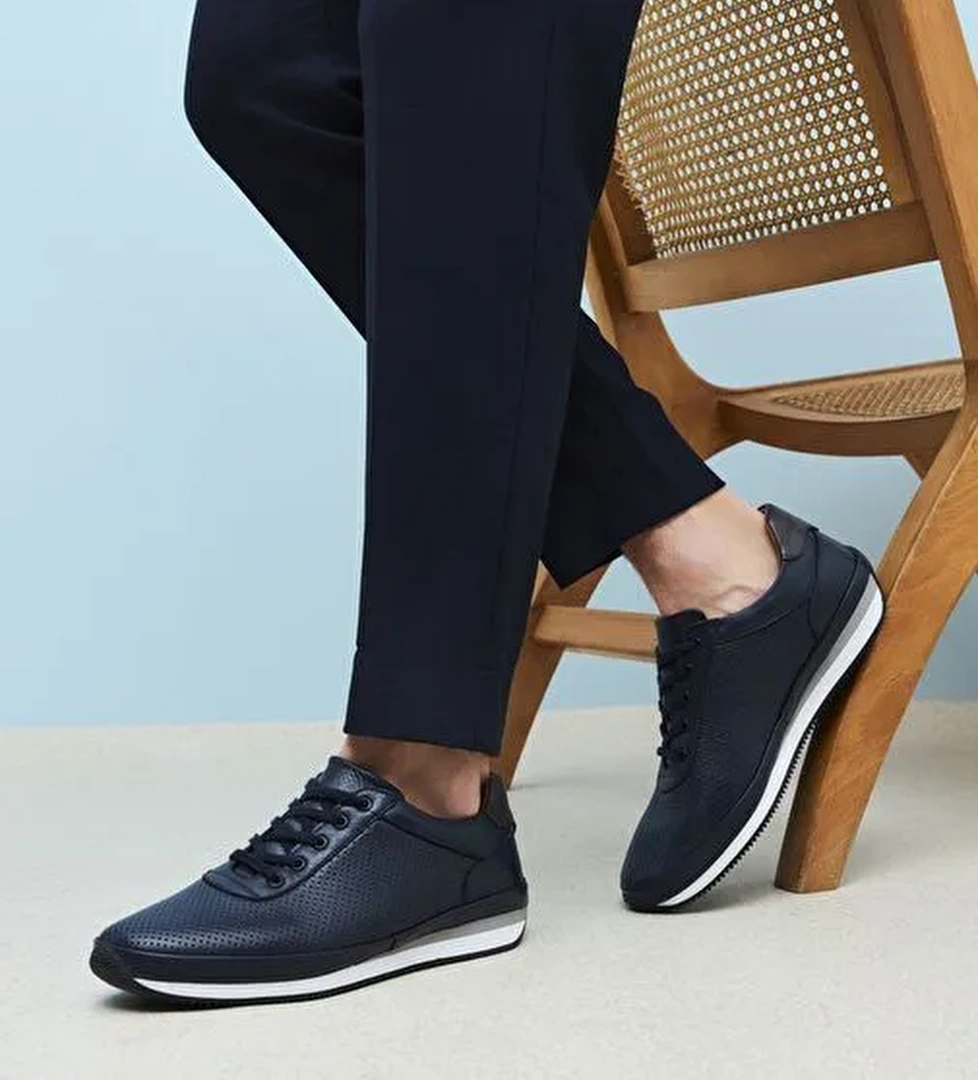 Ziya, Erkek Hakiki Deri Sneaker 1511002Z063 Lacivert - Görsel 1