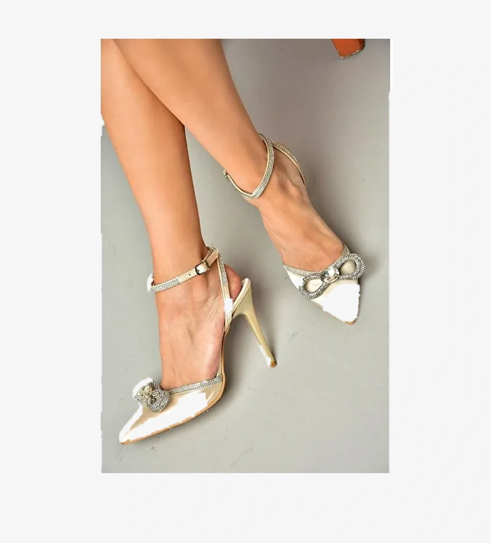 Ten Saten Kumaş Taşlı Kadın Topuklu Ayakkabı K654051204 - Görsel 1