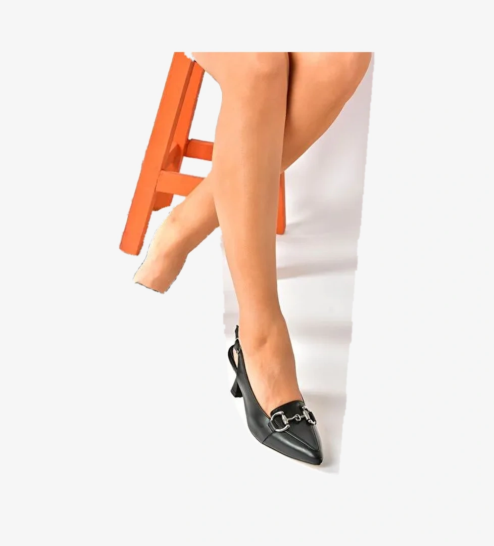 Siyah Tokalı Günlük Kadın Topuklu Ayakkabı P252900209 - Görsel 1