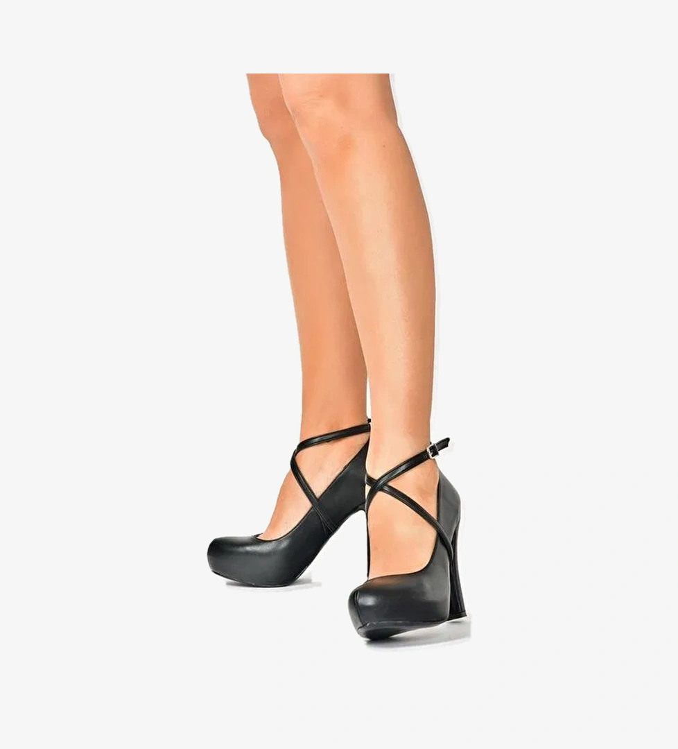 Siyah/Platin Platform Topuklu Kadın Ayakkabı M348007609 - Görsel 1