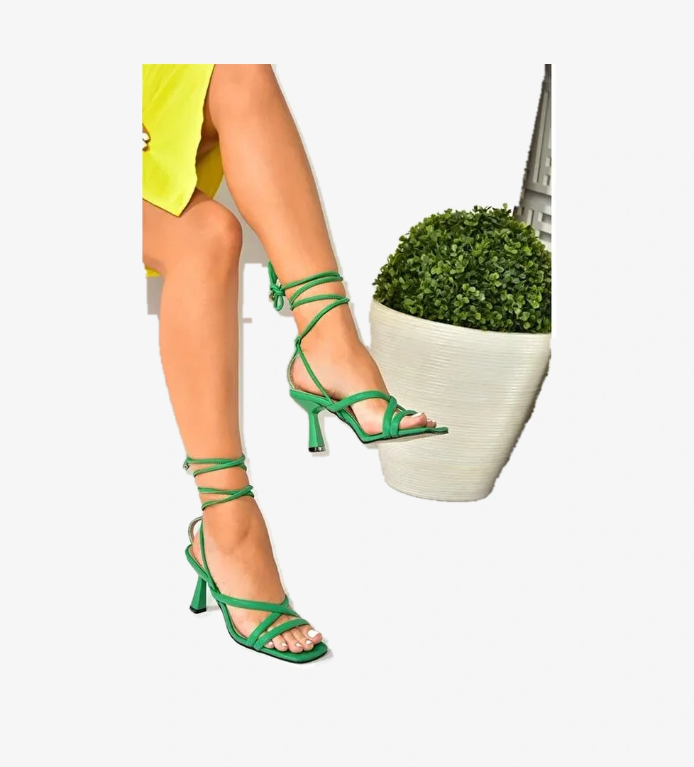 Çimen Yeşili Bilek Bağlamalı Kadın Topuklu Ayakkabı K404070209 - Görsel 1