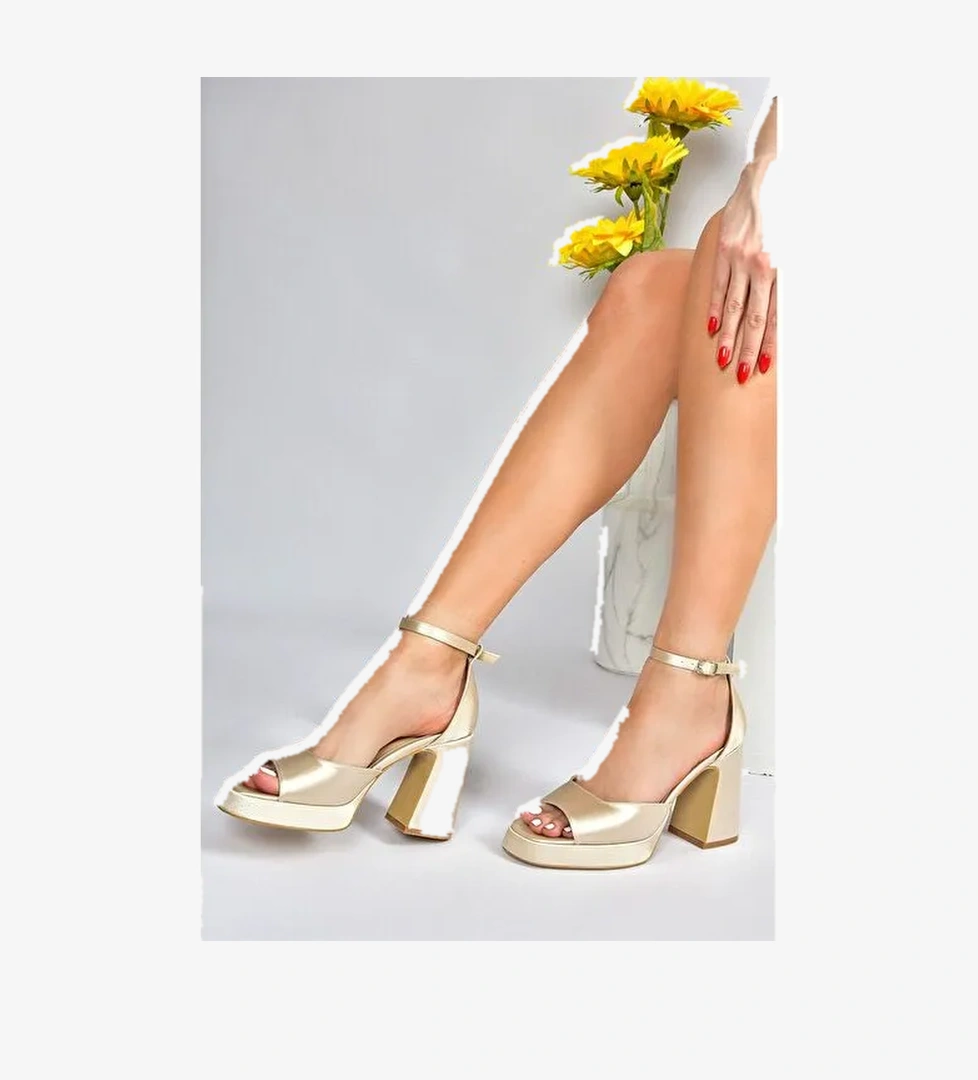 Ten Saten Kumaş Kalın Platform Topuklu Kadın Ayakkabı M570020804 - Görsel 1