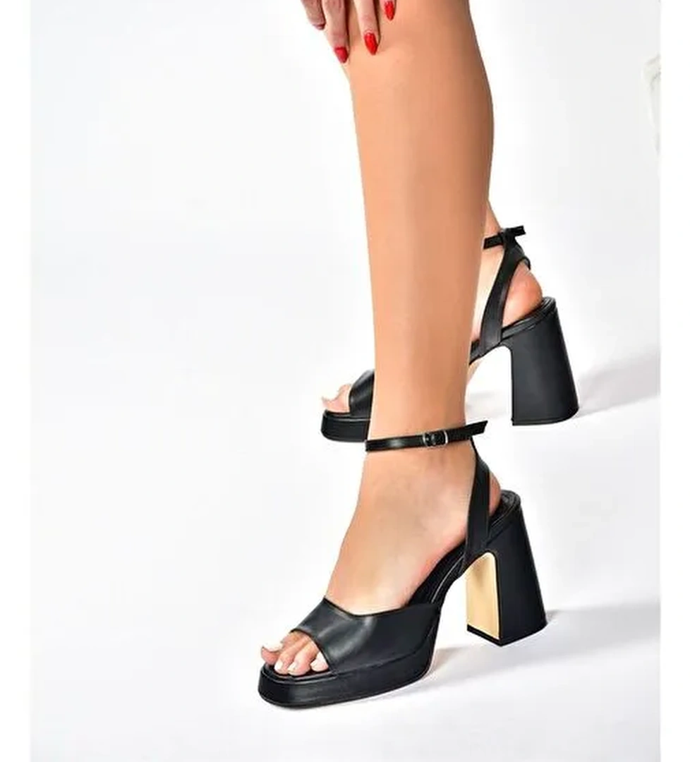 Siyah Kalın Platform Topuklu Kadın Ayakkabı M570345609 - Görsel 1