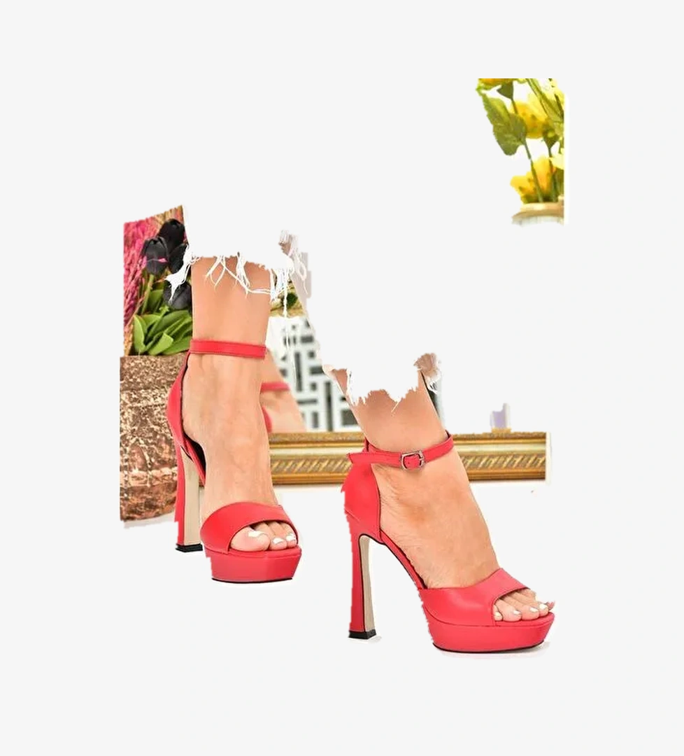 Kırmızı Platform Kalın Topuklu Kadın Ayakkabı K404580109 - Görsel 1