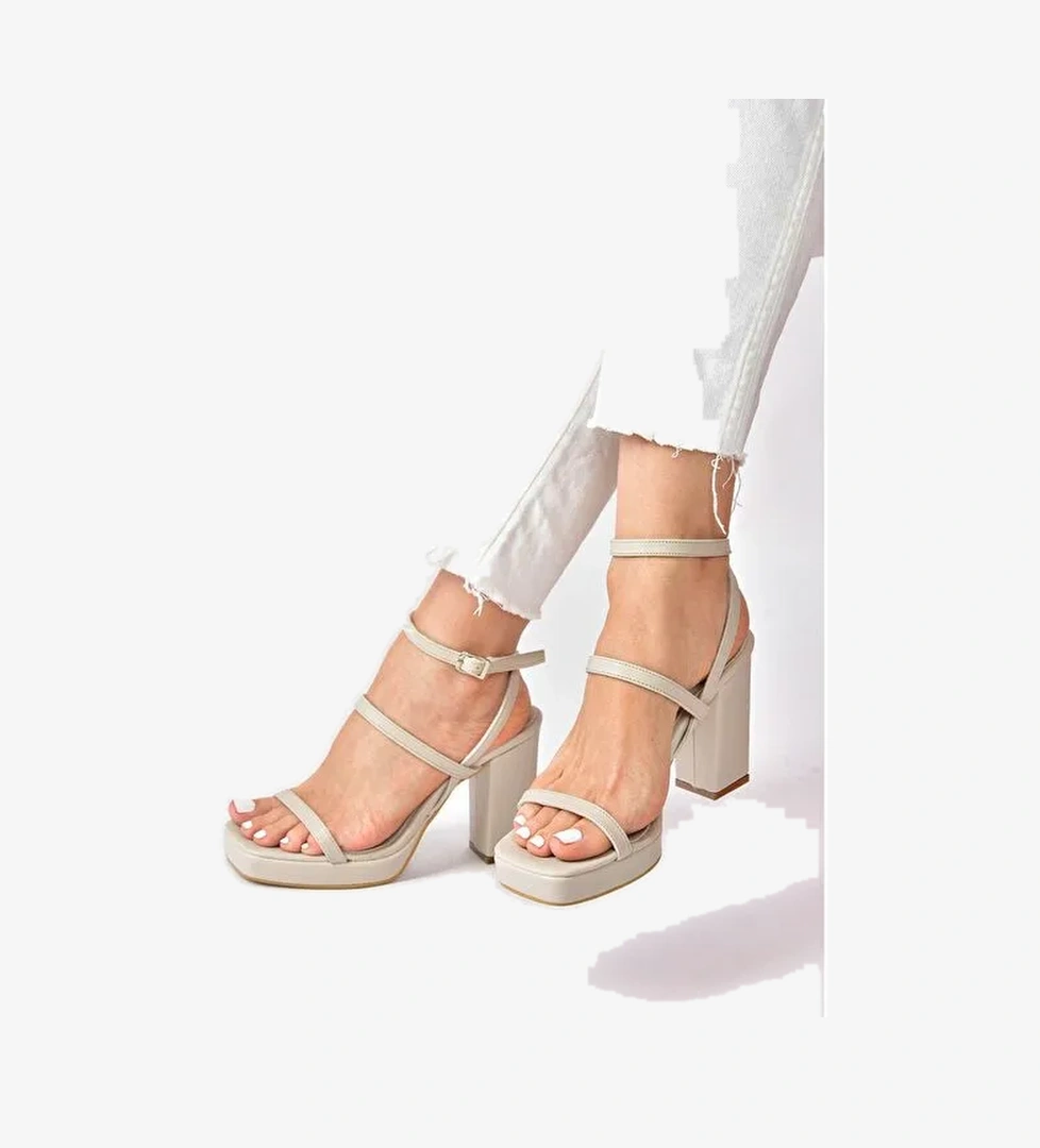 Bej Kalın Topuklu Günlük Kadın Ayakkabı M282462709 - Görsel 1