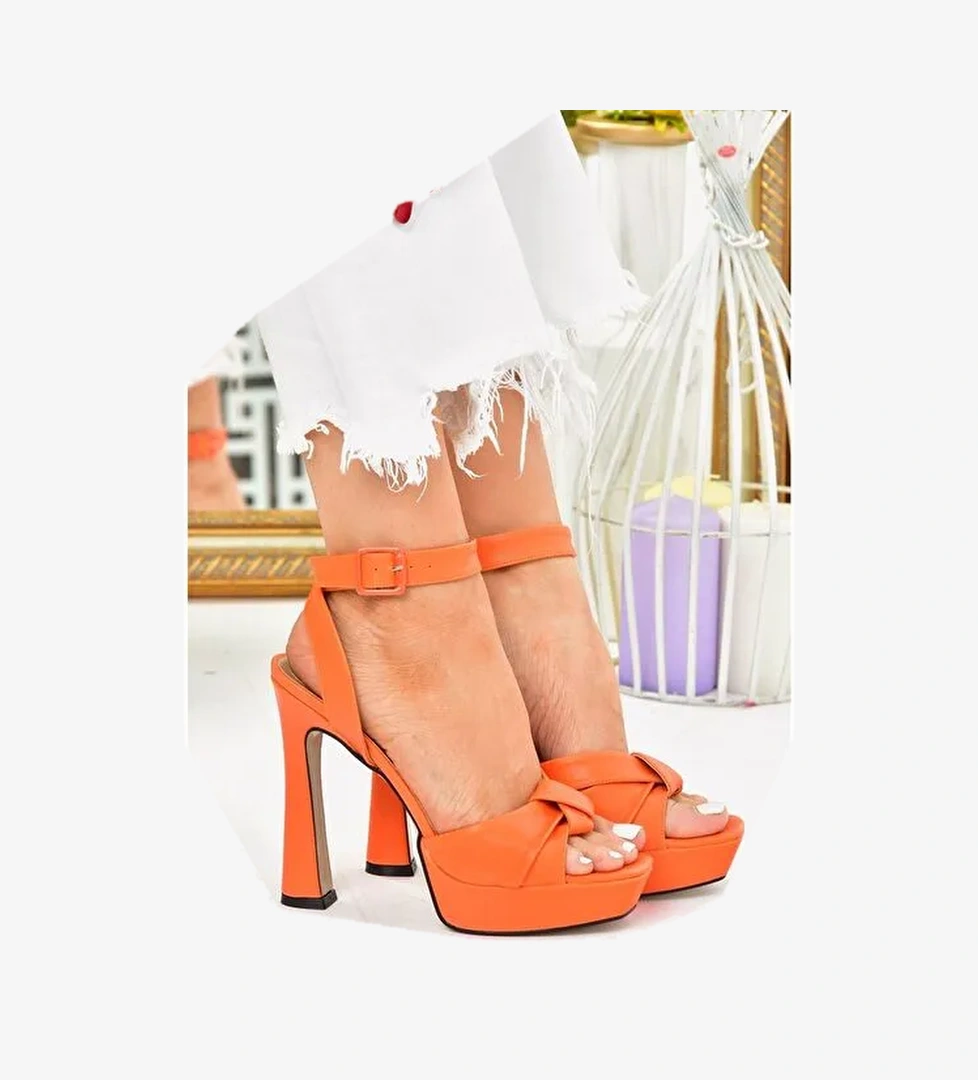 Turuncu Kalın Plaform Topuklu Kadın Ayakkabı K404080209 - Görsel 1