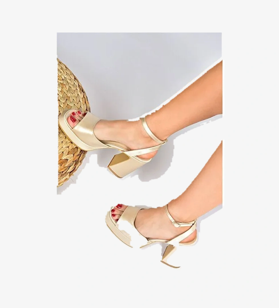 Ten Saten Kumaş Kalın Platform Topuklu Kadın Ayakkabı M570345604 - Görsel 1