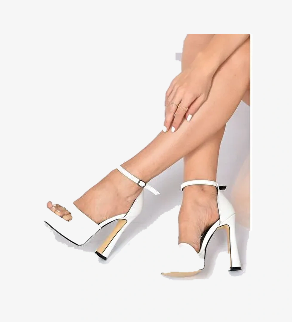 Beyaz Platform Kalın Topuklu Kadın Ayakkabı K404580109 - Görsel 1