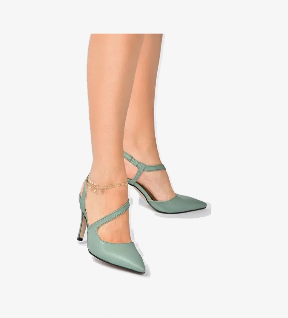 Yeşil Sivri Burun Kadın Topuklu Ayakkabı K404910809 - Görsel 1