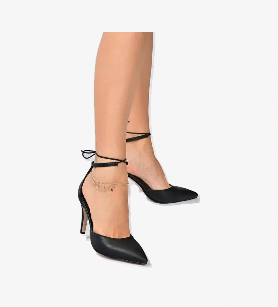 Siyah Sivri Burun Kadın Topuklu Ayakkabı K404810209 - Görsel 1