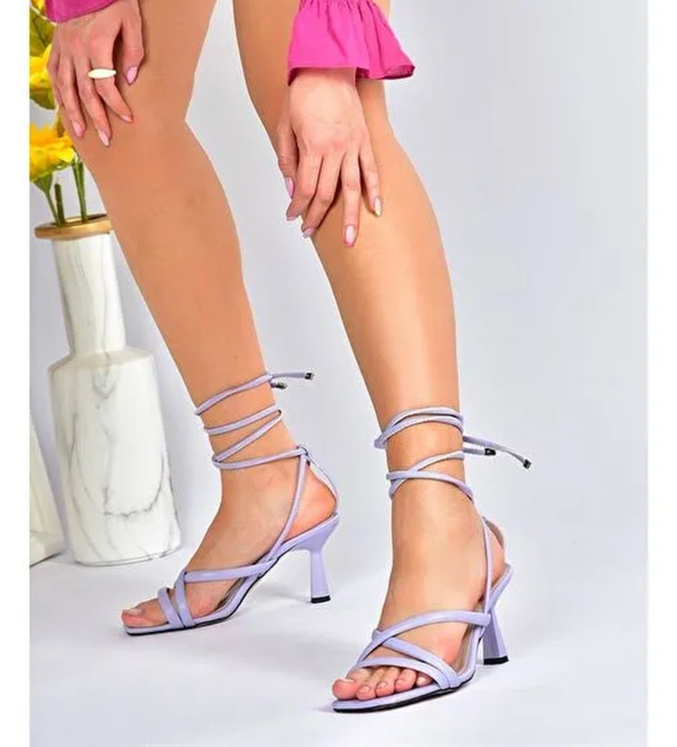 Lila Bilek Bağlamalı Kadın Topuklu Ayakkabı K404070209 - Görsel 1