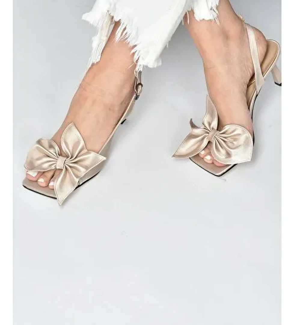 Vizon Kumaş Kadın Topuklu Ayakkabı K749384904 - Görsel 1