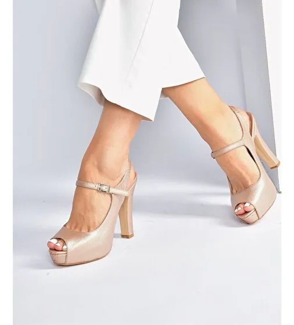 Bronz Platform Topuklu Kadın Abiye Ayakkabı M348007009 - Görsel 1