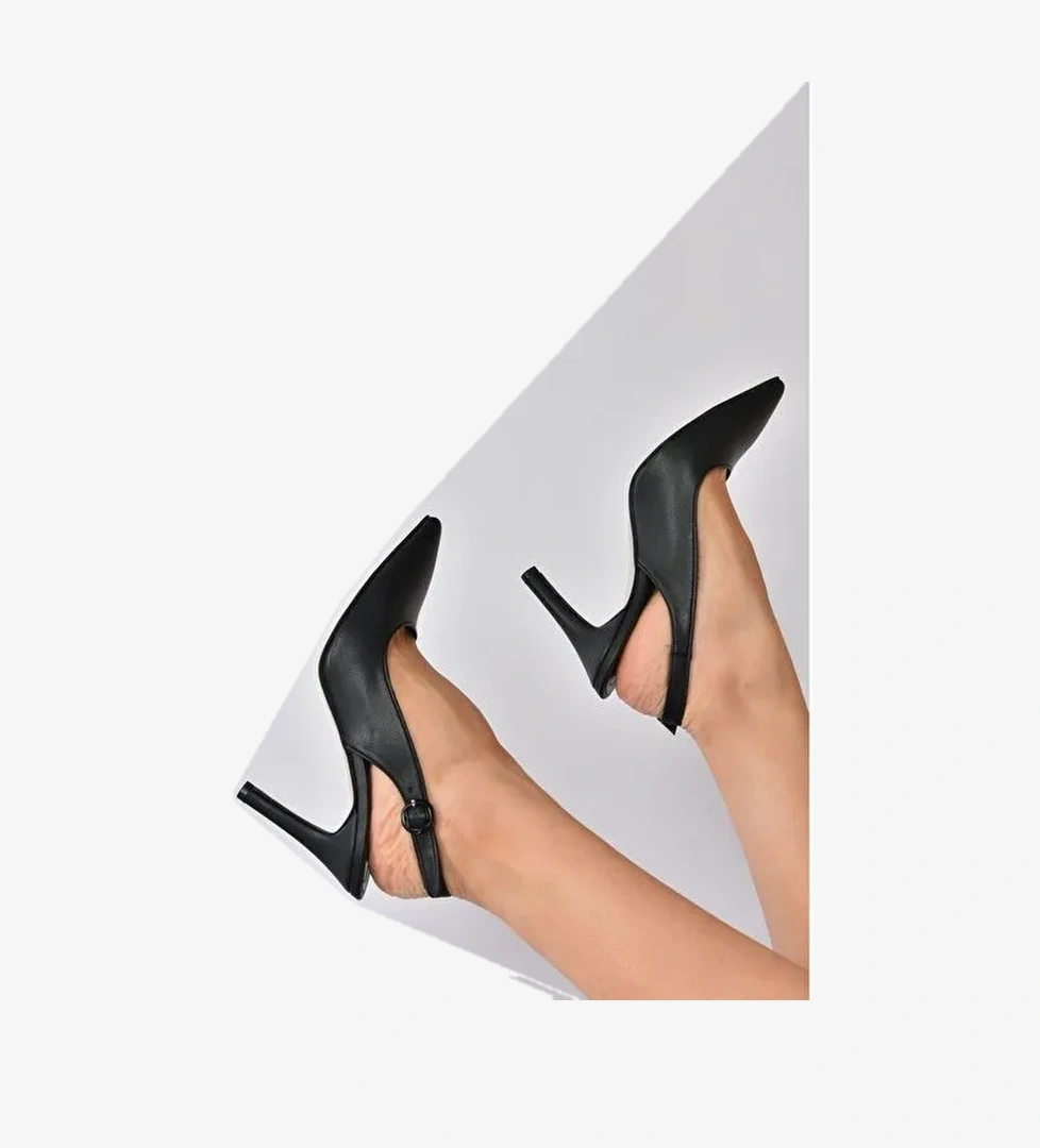 Siyah Sivri Burun Kadın Topuklu Ayakkabı K404910309 - Görsel 1