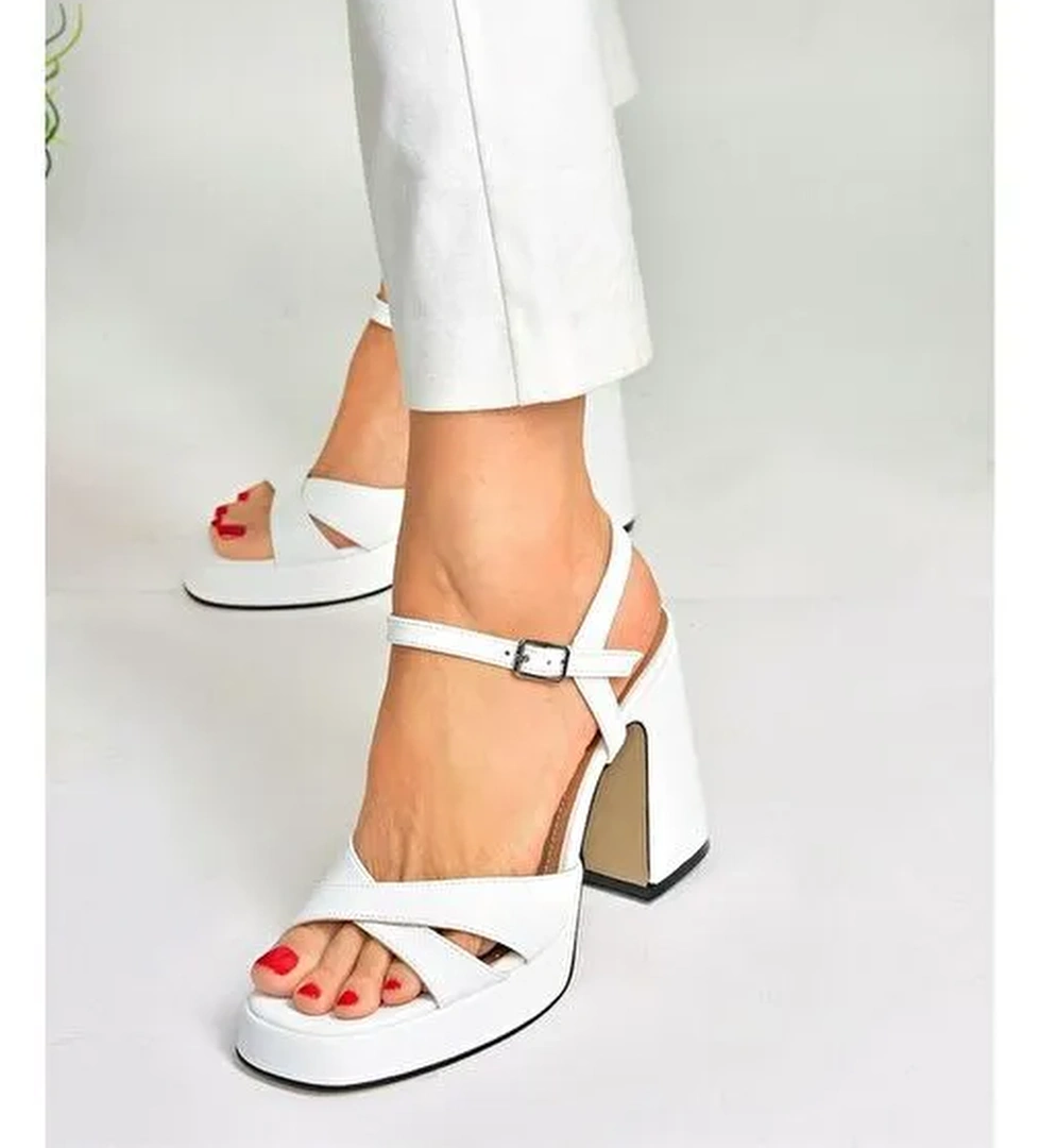 Beyaz Platform Topuklu Kadın Ayakkabı M404100109 - Görsel 1