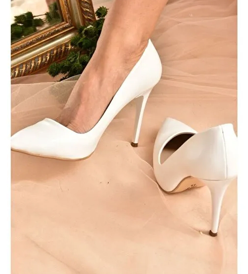 Beyaz/Beyaz Kadın Topuklu Ayakkabı 8922151909 - Görsel 1