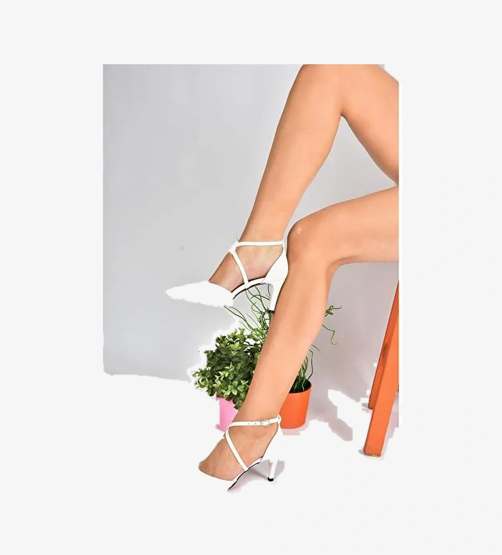 Beyaz Kadın Topuklu Ayakkabı D654054809 - Görsel 1