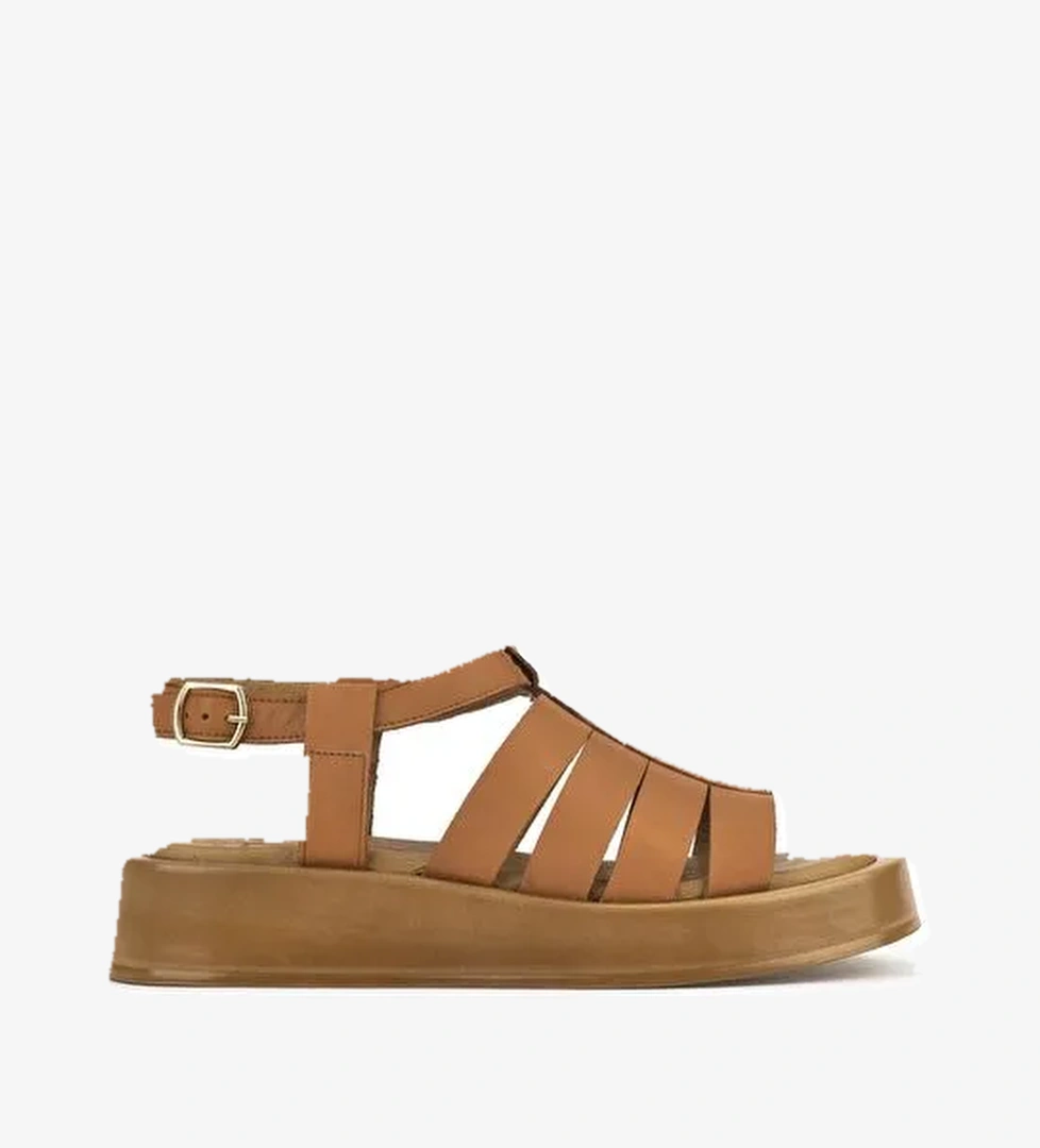 Ziya, Hakiki Deri Kadın Sandalet 1511033Z23069 Taba - Görsel 1