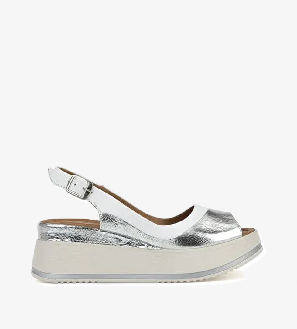 Ziya, Kadın Hakiki Deri Dolgu Topuk Sandalet 151992Z50020 Beyaz - Görsel 1