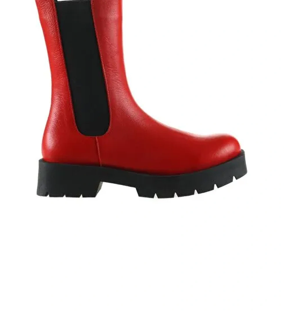 Bueno Shoes Kırmızı Flotter Deri Kadın Düz Bot 01wt2516 - Görsel 1