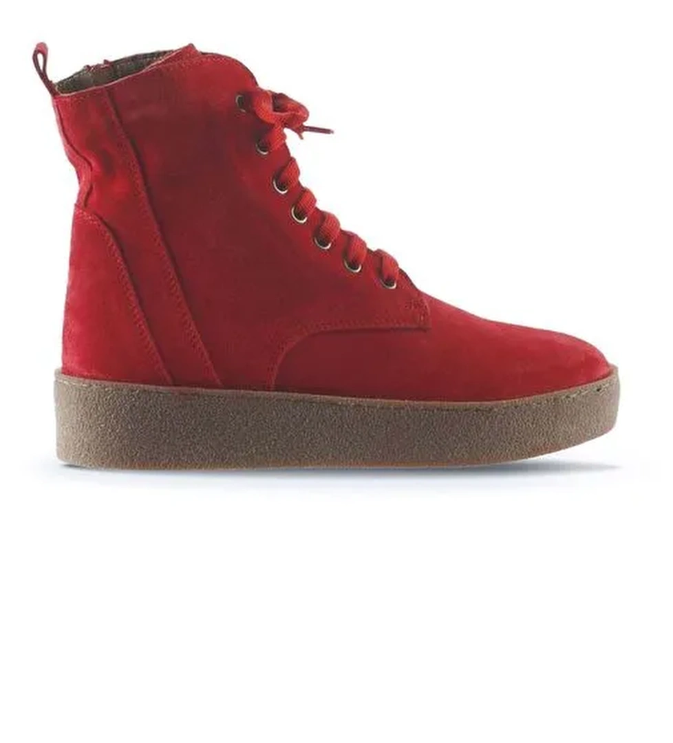 Bueno Shoes Kırmızı Süet Kadın Düz Bot 01wt3001 - Görsel 1